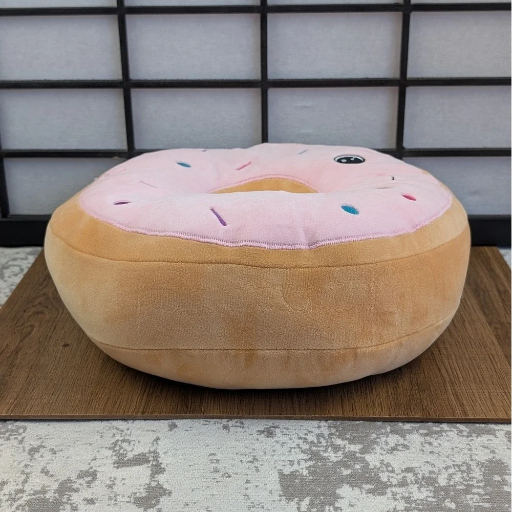Homerbest Pink Frosted Donut Plush Floor Pillow Kawaii Embroidered Cushion 13x4